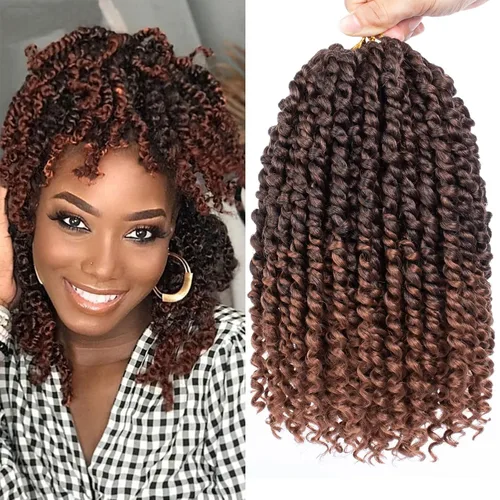 Miniatura 27 de Leeven Paquete de 8 paquetes de cabello de ganchillo pret wisted Passion Twist de 10 pulgadas, color negro natural, extensiones de cabello corto