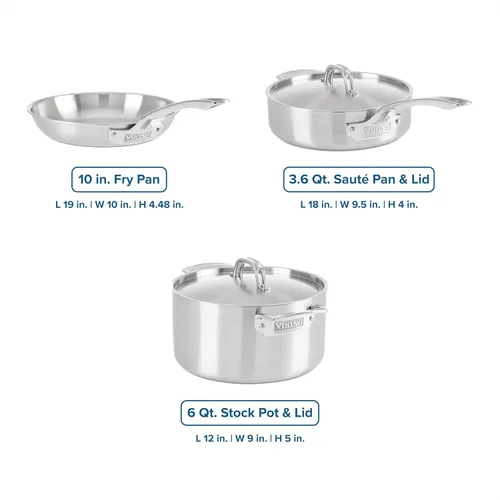 Miniatura 4 de Viking Juego de utensilios de cocina de 5 capas, 5 ollas y sartenes de cocina de acero inoxidable, apto para horno, listo para inducción