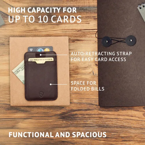 Miniatura 55 de Vaultskin CHELSEA - Cartera de piel delgada con bloqueo RFID para hombre, tarjetero minimalista con bolsillo frontal