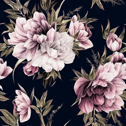 FunStick Papel tapiz floral oscuro para despegar y pegar, papel de pared bohemio con peonías, autoadhesivo, extraíble, papel de contacto floral para