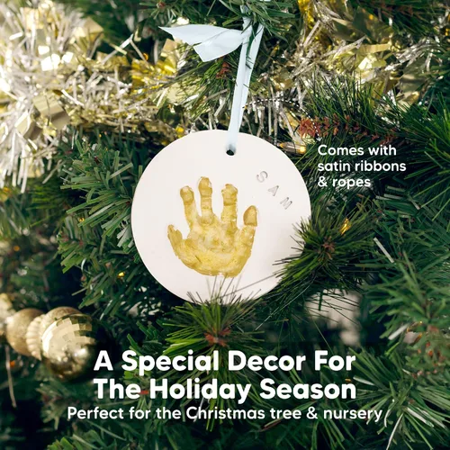 Miniatura 4 de Kit de huellas de manos y pies para bebés niñas y niños - Kit de adorno personalizado para la primera Navidad del bebé, regalos de Navidad