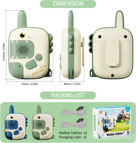 Miniatura 4 de Dino Walkie Talkies para niños, juguetes de dinosaurio para niños de 3-5-7, juguetes para niños pequeños, paquete de 2 regalos de cumpleaños para 3