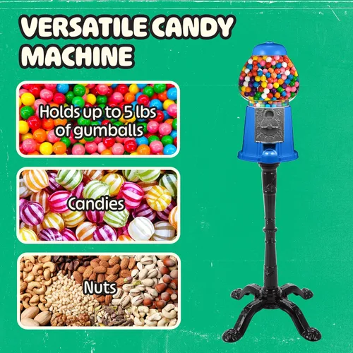 Miniatura 2 de Great Northern Popcorn - Máquina de chicles de 15 pulgadas con soporte y banco de monedas, máquina expendedora de caramelos con globo de vidrio
