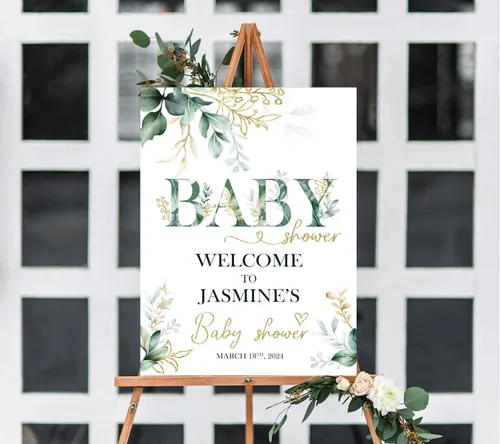 Miniatura 5 de Letrero personalizado con texto en inglés «A Little Cutie Is On The Way» para baby shower, lienzo o tablero estriado, decoración de baby shower