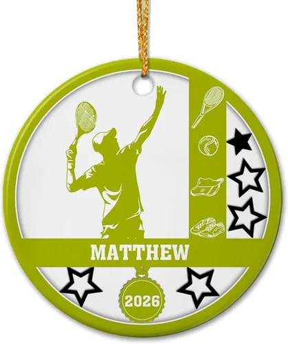 Miniatura 11 de Adorno de cerámica para jugador de bádminton, regalo para hombres y mujeres, adorno de cerámica personalizado para Navidad 2025, adorno para amantes