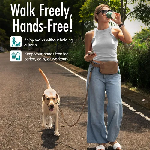 Miniatura 7 de Correa de perro manos libres con bolsa de golosinas para perros, correa de cintura elegante y moderna para pasear al perro, para llevar