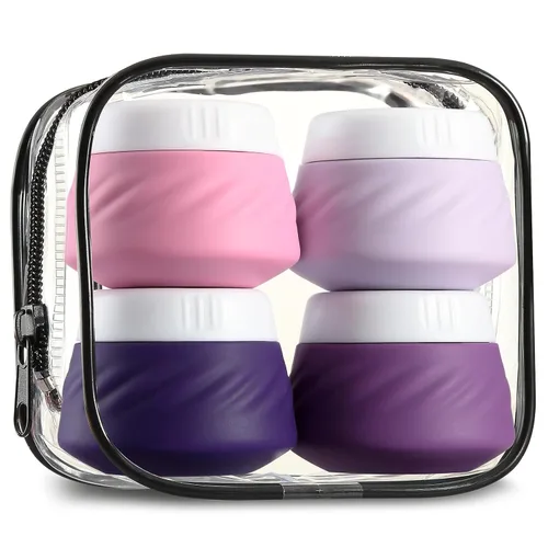 Miniatura 15 de Gemice Recipientes de viaje para artículos de tocador, tarros de crema de silicona, aprobados por la TSA, recipientes de tamaño de viaje con bolsa