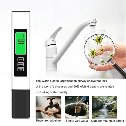 Miniatura 5 de 4 en 1 medidor Tds Medidor digital de agua, medidor preciso y confiable TDS EC y temperatura (°C, °F), probador de calidad de agua 0-9990ppm