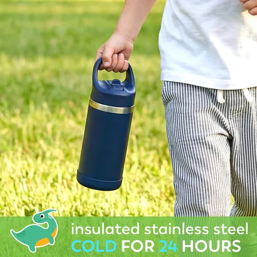 Miniatura 6 de Hydraful Botella de agua para niños de 12 onzas con tapa de pajilla, botella de acero inoxidable aislada al vacío, botella de agua deportiva sin BPA