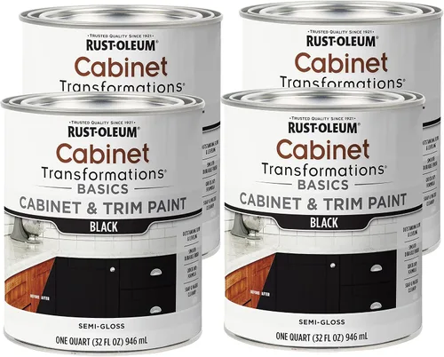 Miniatura 11 de Rust-Oleum 372012 Transformations Basics - Pintura para gabinetes y molduras, cuarto de galón, color negro
