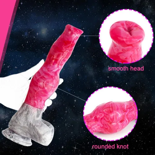 Miniatura 3 de Consolador de silicona artificial de gran tamaño para perro, lobo de silicona, nudo grande, multicolor (rosa+gris)