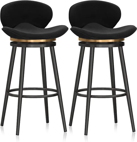 Miniatura 10 de Taburete de bar moderno con Patas de Metal Negro, giratorio de 360 grados, cómodo y tapizado, ideal para el hogar, bar, cocina, isla, comedor o Pub