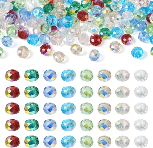Miniatura 25 de Craftdady 10 hebras de cuentas de cristal galvanizado facetado de 0.157 pulgadas (0.157 in) chapadas en perlas brillantes pequeñas cuentas