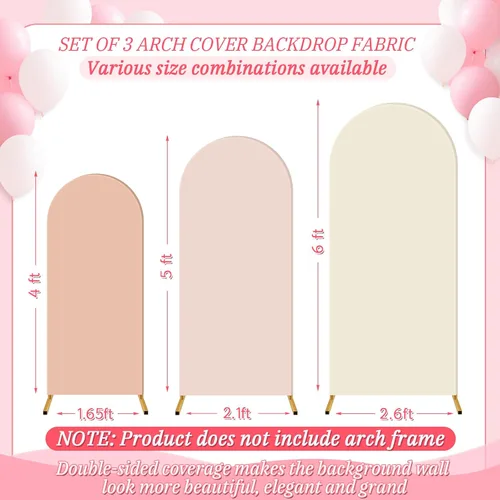 Miniatura 3 de Buryeah Juego de 3 fundas elásticas para arco de boda de 6 pies, 5 pies, 4 pies, de elastano, ajustadas, de 2 caras, elásticas para decoración