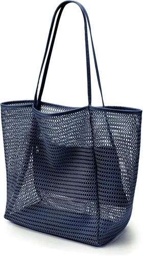 Miniatura 11 de KALIDI Bolso de Mano de Nylon de Playa con Malla, Bolso de Mano Casual Hobo para Mujer, Plegable, MAX 23L, Bolso de Hombro para Playa, Picnic