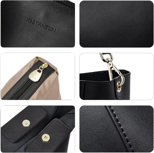 Miniatura 6 de Bostanten Bolsas de cuero para hombro, tipo balde, para mujer