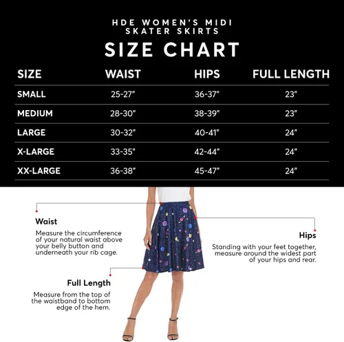 Miniatura 3 de HDE Faldas para mujer Falda midi skater falda hasta la rodilla cintura alta estampados divertidos