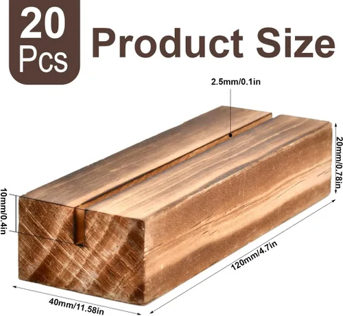 Miniatura 2 de FOCCTS 20 soportes de madera para tarjetas de lugar, soportes de números de mesa de madera, soporte de letrero acrílico de madera, decoración