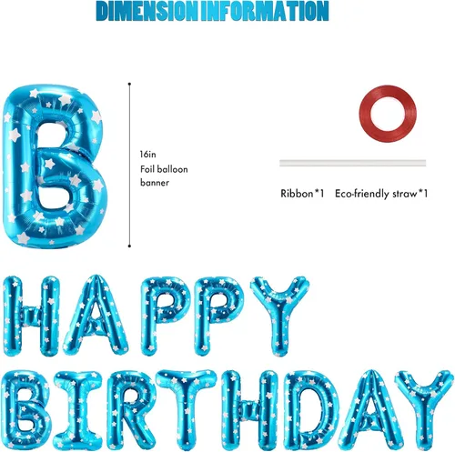 Miniatura 3 de CANREVEL Cartel de feliz cumpleaños, 13 letras de papel de aluminio de Mylar de 16 pulgadas, decoraciones de fiesta de cumpleaños para niños