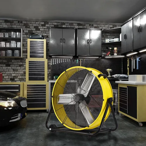 Miniatura 8 de MEPTY Ventilador de tambor industrial de 24 pulgadas, ventilador de piso de 8800 CFM de alta velocidad, circulador de aire de metal resistente de 3