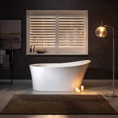 Miniatura 11 de WOODBRIDGE Bañera de acrílico independiente de 59 pulgadas, bañera contemporánea con desbordamiento y drenaje negro mate B0083-MB-Drain O/blanco