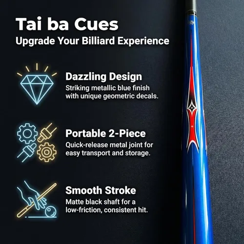 Miniatura 5 de Tai ba cues Taco de billar profesional de madera de arce canadiense de 2 piezas, punta de 0.512 in, palo de piscina de 18,19 onzas (seleccionable)