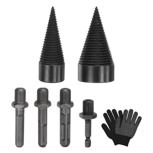 Miniatura 22 de M METERXITY Paquete de 1 broca divisora de madera de 1.260 in + 4 asas (cuadrada+redonda+vástago hexagonal+hexagonal pequeño) broca divisor de leña