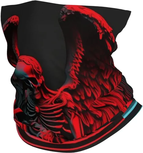 HERRECX skull grim reaper skeleton angel god red Neck Gaiter Face Cover Scarf Balaclava Bandana for Women Men Gaiter Mask for Motorcycle Cycling