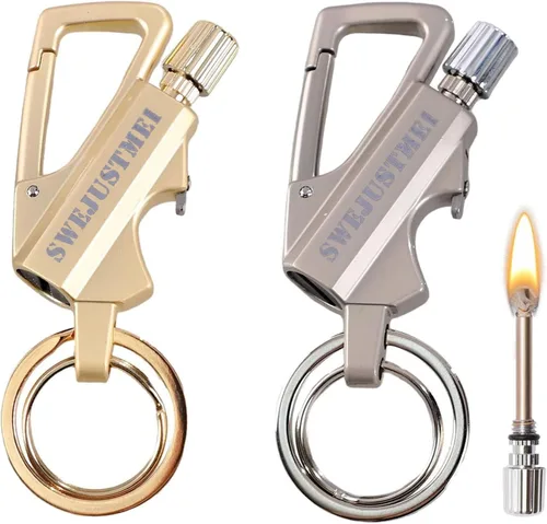 Miniatura 9 de 2Pcs Permanent Match Infinity Lighter with Multitool Keychain Bottle Opener Plateado + Negro