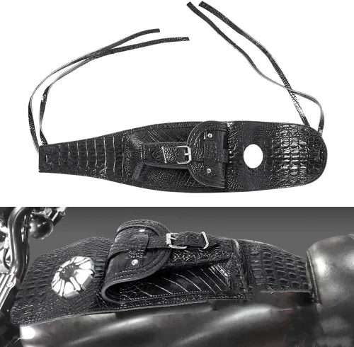 Miniatura 5 de Bolsa de tanque de combustible de cuero sintético para motocicleta, bolsa central de consola de salpicadero, bolsa negra para modelos Harley