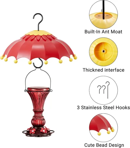 Miniatura 3 de Baffle para comedero de pájaros, cúpula de lluvia con 3 ganchos, adecuado para comederos de colibríes y comederos de aves silvestres, foso