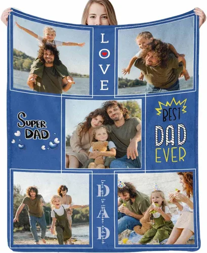 Miniatura 23 de Regalo para papá de hija manta personalizada con fotos, manta suave personalizada, regalo de cumpleaños para papá, manta del mejor papá del mundo