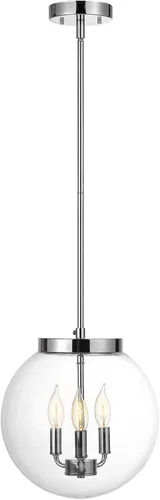 Miniatura 9 de Globe Electric 44773 Colgante de 1 luz para exteriores, negro mate, pantalla de vidrio transparente, enchufe base E26, isla de cocina, cafetería