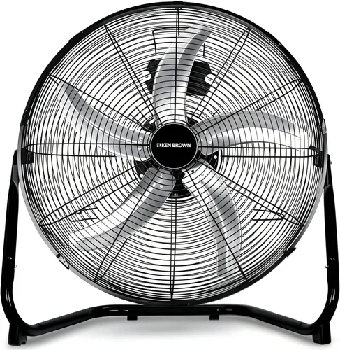 KEN BROWN Ventilador de piso de alta velocidad de 20 pulgadas, ventilador de caja de 5 cuchillas de aluminio con 3 velocidades, 4650 CFM,