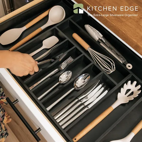 Miniatura 2 de KitchenEdge Organizador Premium de Cubiertos, Vajilla y Utensilios para Cajones de Cocina, Grado Contractual Apto para Alimentos, Expandible de 18 a