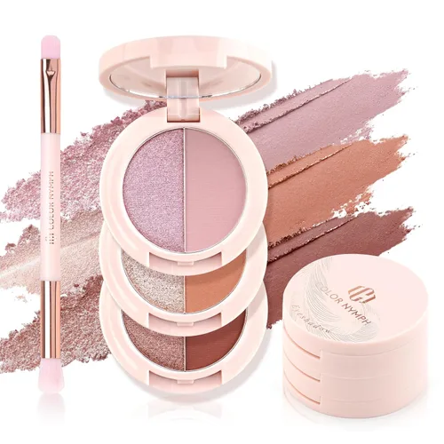Color Nymph Paleta de maquillaje de sombra de ojos de 6 colores | 6 en 1 multicolor brillante y mate de larga duración, kit de maquillaje de tamaño