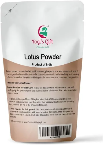 Miniatura 2 de Yogi's Gift Polvo de flor de loto Nelumbo Nucifera 8 oz (227 gramos) 100% puro y natural pétalos de loto en polvo para cabello y piel