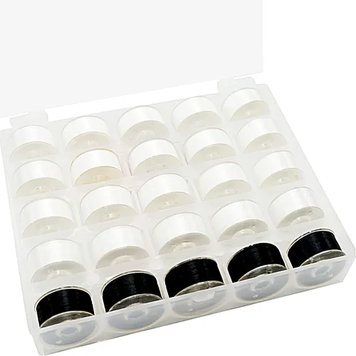 Miniatura 10 de New brothread 25pcs 15White+10Black 60S/2 (90WT) hilo de bobina preenrollado tamaño A SA156 para bordado y máquinas de coser DIY bordado e hilo