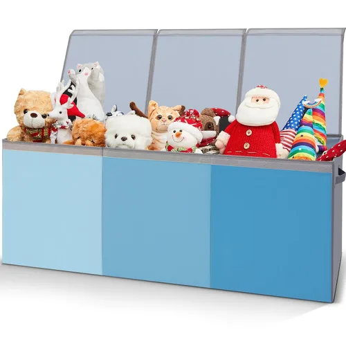 Miniatura 8 de Patelai Caja de juguetes extra grande con tapas, de 4/3 rejillas, pecho grande, plegable, para niños, niñas, sala de estar, guardería, sala de serie