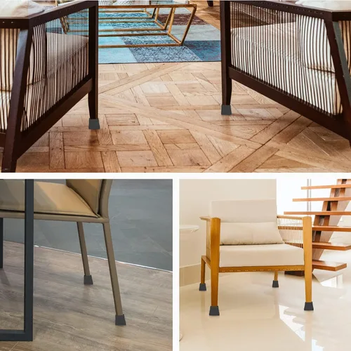 Miniatura 6 de Protectores cuadrados para patas de silla para pisos de madera dura, 24 piezas de tapas de silicona para patas de muebles para prevenir rayones