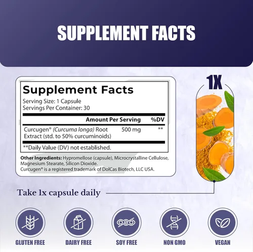 Miniatura 4 de Extracto de curcumina – Suplemento de cúrcuma – Cúrcuma de alta absorción para apoyo a la salud inmune y salud de las articulaciones – Curcuminoides