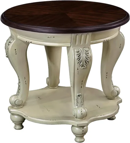 Miniatura 15 de Mesa de café ovalada de madera para sala de estar, mesa de café de dos niveles de madera maciza con estante de almacenamiento abierto, mesa