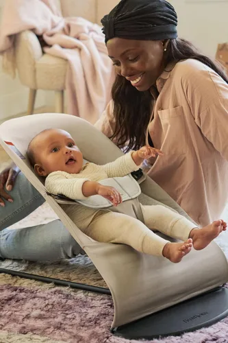 Miniatura 5 de BabyBjörn Bouncer Balance Soft, Algodón/Jersey, Beige/Gris 2-en-1 Asiento Ajustable para Bebé y Silla para Niños Pequeños, Recién Nacido a Niño