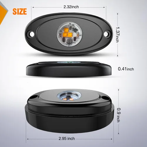 Miniatura 2 de Nilight Luz LED Rock 4 unidades ámbar bajo la rueda de pozo guardabarros vainas impermeables exteriores debajo de la carrocería lámparas laterales