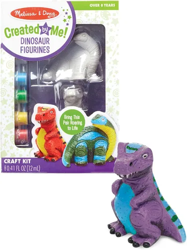 Miniatura 6 de Melissa & Doug Decorate-Your-Own Dinosaur, kit de artesañías de figuras; 2 dinosaurios de resina sólida pintada