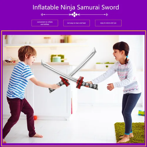Miniatura 7 de Paquete de 16 espada ninja inflable, espada samurái, Katana inflable, disfraz de espada para niños, playa, piscina, ninja cosplay, recuerdos