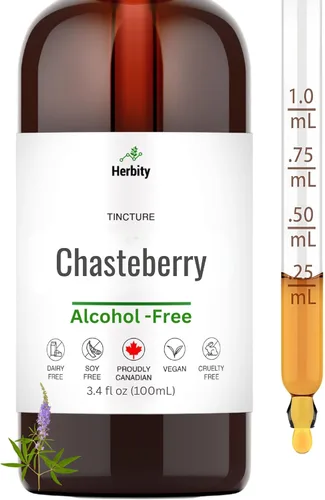 Tintura de Chasteberry – Suplemento herbario sin alcohol para el equilibrio hormonal y el apoyo menstrual – Extracto vegano a base de glicerina –