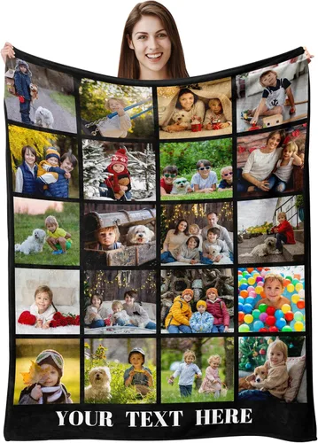 Miniatura 20 de Envío al día siguiente, manta personalizada con foto y texto impresos en EE. UU., cobijas con fotos personalizadas y mantas para lanzar, manta Foto