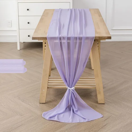 Miniatura 46 de Paquete de 2 caminos de mesa de gasa de 10 pies de 29 x 120 pulgadas, camino de mesa romántico transparente para boda, fiesta de cumpleaños