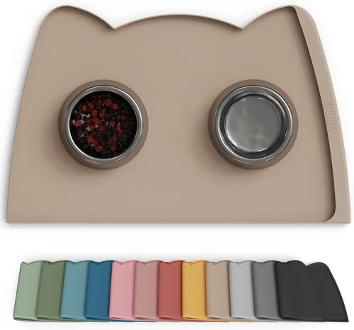 Miniatura 42 de OHMO - Tapete de silicona para comida para gatos, tapete de alimentación de mascotas para el piso, antideslizante e impermeable, bandeja para agua
